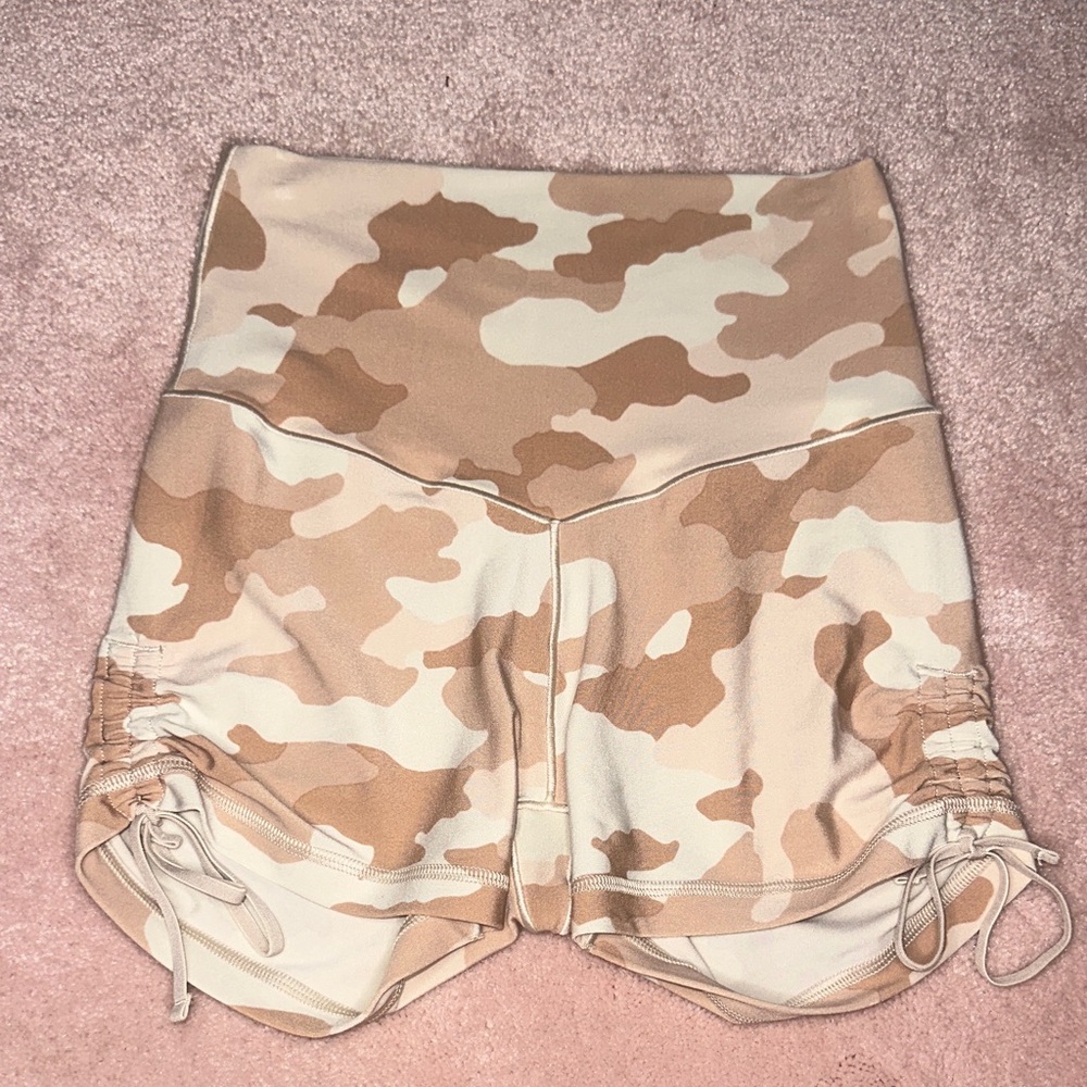 Offline by Aerie Tan Camo Real Me Shortie Hi Rise 3” Inseam Biker Shorts